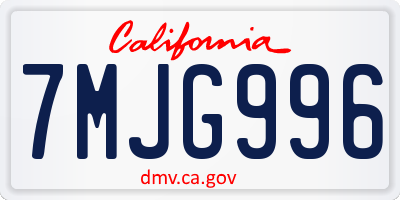 CA license plate 7MJG996
