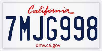 CA license plate 7MJG998