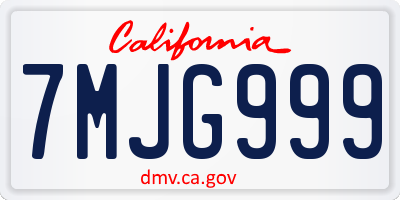 CA license plate 7MJG999