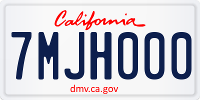 CA license plate 7MJH000
