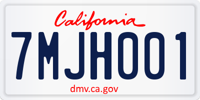CA license plate 7MJH001