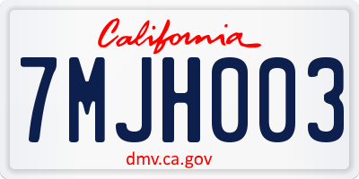 CA license plate 7MJH003