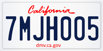 CA license plate 7MJH005