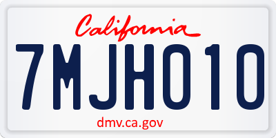 CA license plate 7MJH010