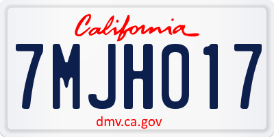 CA license plate 7MJH017