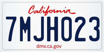 CA license plate 7MJH023