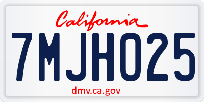 CA license plate 7MJH025