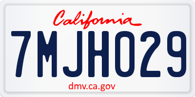 CA license plate 7MJH029