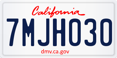 CA license plate 7MJH030