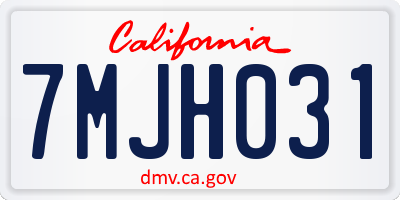CA license plate 7MJH031