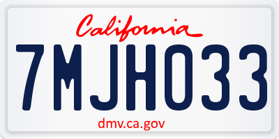 CA license plate 7MJH033