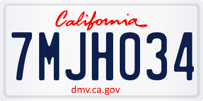 CA license plate 7MJH034