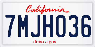 CA license plate 7MJH036