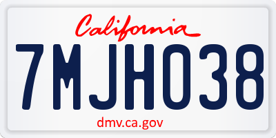 CA license plate 7MJH038