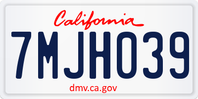 CA license plate 7MJH039