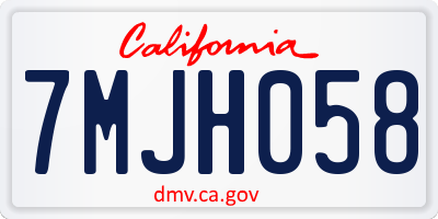 CA license plate 7MJH058