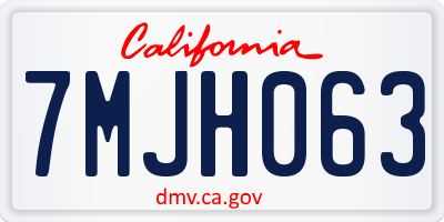 CA license plate 7MJH063