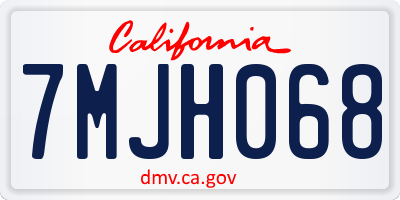CA license plate 7MJH068