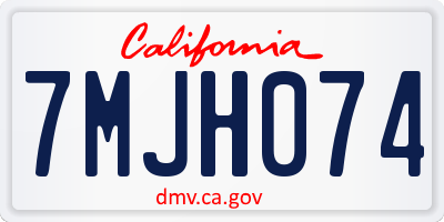 CA license plate 7MJH074