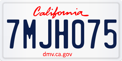CA license plate 7MJH075