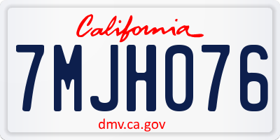 CA license plate 7MJH076