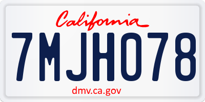 CA license plate 7MJH078