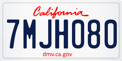 CA license plate 7MJH080