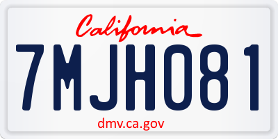 CA license plate 7MJH081