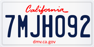 CA license plate 7MJH092