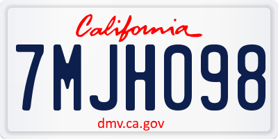 CA license plate 7MJH098