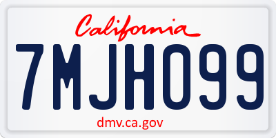 CA license plate 7MJH099