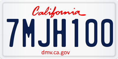 CA license plate 7MJH100