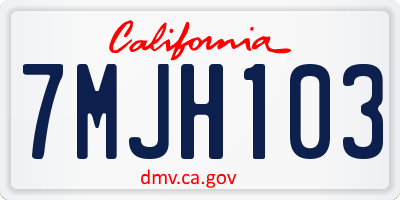 CA license plate 7MJH103