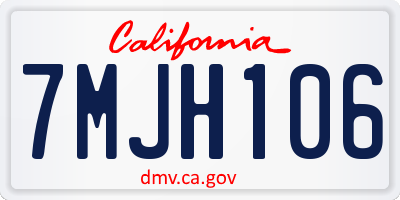 CA license plate 7MJH106