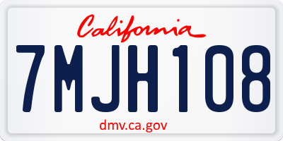 CA license plate 7MJH108