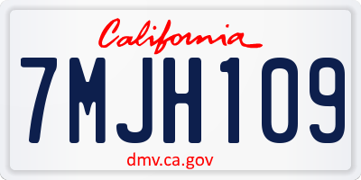 CA license plate 7MJH109