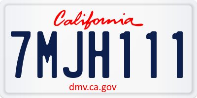 CA license plate 7MJH111