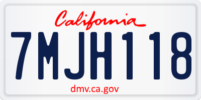 CA license plate 7MJH118