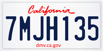 CA license plate 7MJH135
