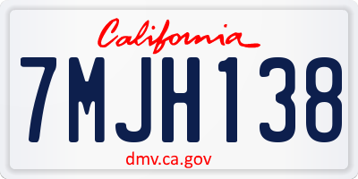 CA license plate 7MJH138