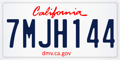 CA license plate 7MJH144