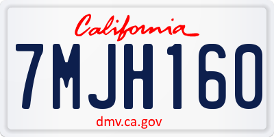 CA license plate 7MJH160