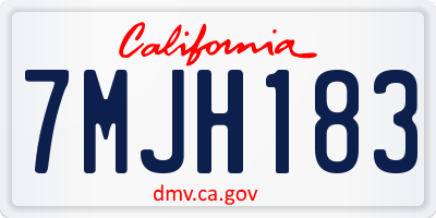 CA license plate 7MJH183
