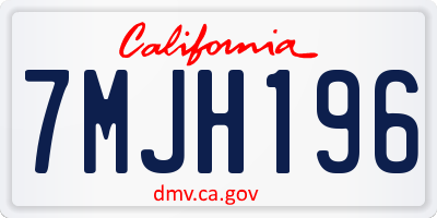 CA license plate 7MJH196