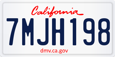 CA license plate 7MJH198