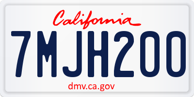 CA license plate 7MJH200