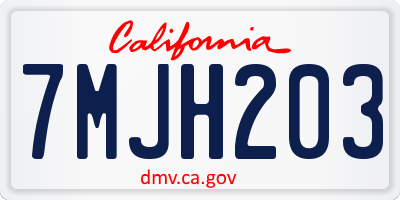 CA license plate 7MJH203