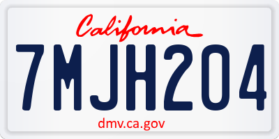 CA license plate 7MJH204