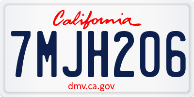 CA license plate 7MJH206