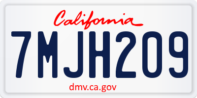 CA license plate 7MJH209